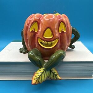 Dept 56 Anthropomorphic Halloween Candle Holder Shelf Sitter Deparatment Pumpkin